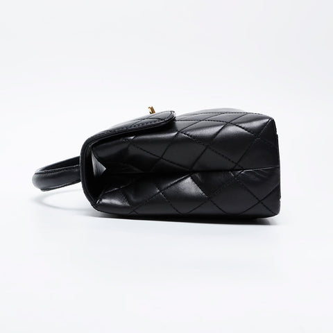 CHANEL No. 5 1997-1999 Top Handle Lambskin Matelasse Handbag black WS21259