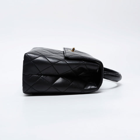 CHANEL No. 5 1997-1999 Top Handle Lambskin Matelasse Handbag black WS21259