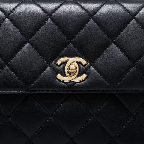 CHANEL No. 5 1997-1999 Top Handle Lambskin Matelasse Handbag black WS21259