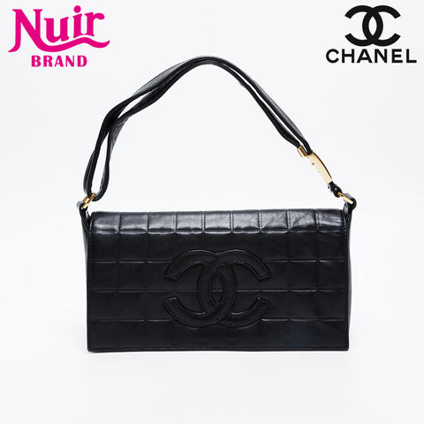CHANEL No. 6 2000-2002 Lambskin Chocolate Bar COCO Mark Shoulder Bag black WS21261