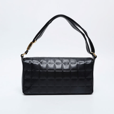 CHANEL No. 6 2000-2002 Lambskin Chocolate Bar COCO Mark Shoulder Bag black WS21261