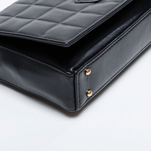 CHANEL No. 6 2000-2002 Lambskin Chocolate Bar COCO Mark Shoulder Bag black WS21261