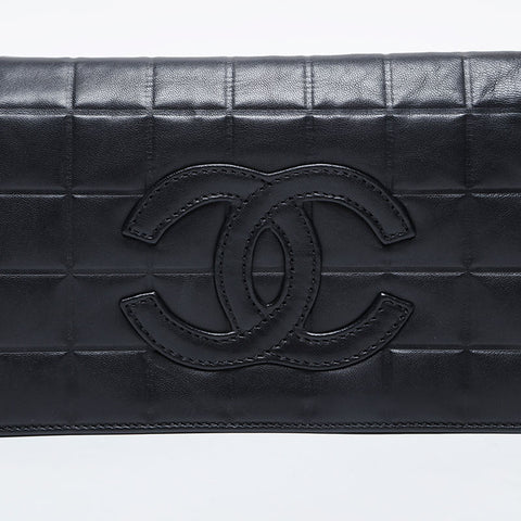 CHANEL No. 6 2000-2002 Lambskin Chocolate Bar COCO Mark Shoulder Bag black WS21261