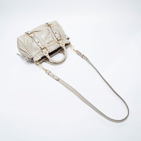 Miu Miu 2way Leather Vitello Luxe Shoulder Bag beige WS21263