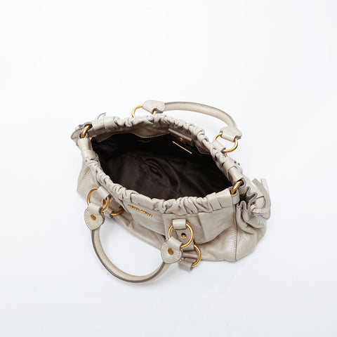 Miu Miu 2way Leather Vitello Luxe Shoulder Bag beige WS21263