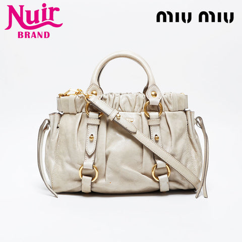 Miu Miu 2way Leather Vitello Luxe Shoulder Bag beige WS21263