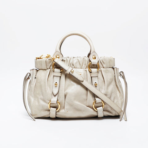 Miu Miu 2way Leather Vitello Luxe Shoulder Bag beige WS21263