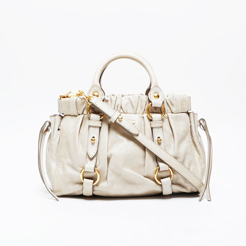Miu Miu 2way Leather Vitello Luxe Shoulder Bag beige WS21263
