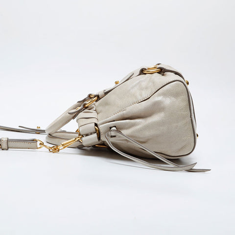 Miu Miu 2way Leather Vitello Luxe Shoulder Bag beige WS21263