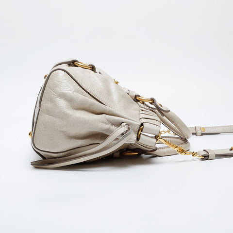 Miu Miu 2way Leather Vitello Luxe Shoulder Bag beige WS21263