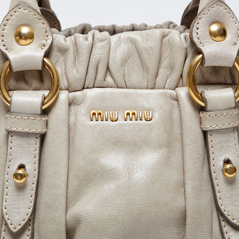Miu Miu 2way Leather Vitello Luxe Shoulder Bag beige WS21263