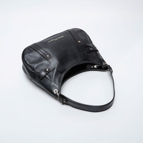 Salvatore Ferragamo Leather one belt with studs Shoulder Bag black WS21265