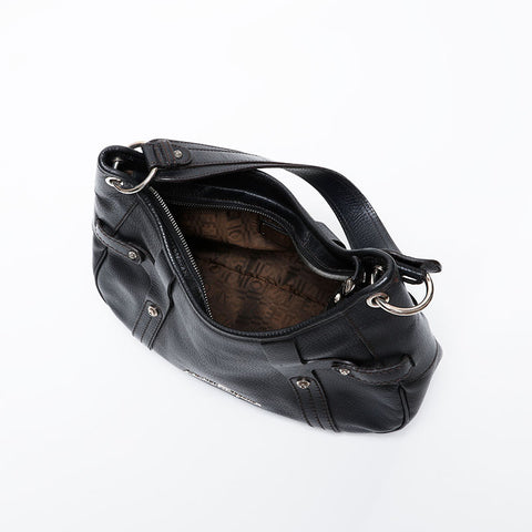 Salvatore Ferragamo Leather one belt with studs Shoulder Bag black WS21265
