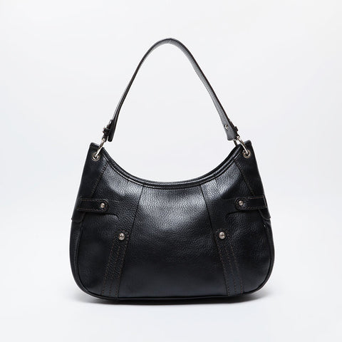 Salvatore Ferragamo Leather one belt with studs Shoulder Bag black WS21265