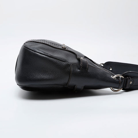 Salvatore Ferragamo Leather one belt with studs Shoulder Bag black WS21265