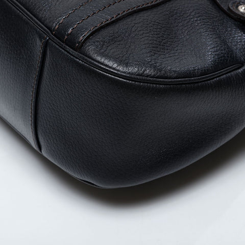 Salvatore Ferragamo Leather one belt with studs Shoulder Bag black WS21265