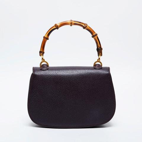 GUCCI Bamboo leather 2way Handbag purple WS21267