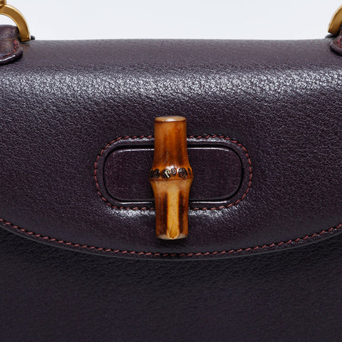 GUCCI Bamboo leather 2way Handbag purple WS21267