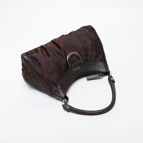 GUCCI GG Canvas Nylon Abbey Shoulder Bag Brown WS21269
