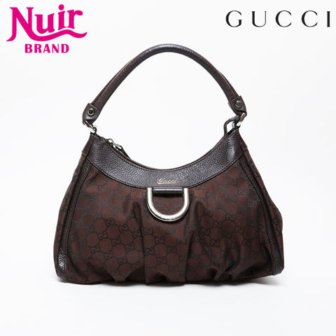 GUCCI GG Canvas Nylon Abbey Shoulder Bag Brown WS21269