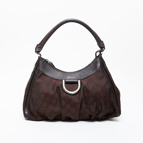 GUCCI GG Canvas Nylon Abbey Shoulder Bag Brown WS21269