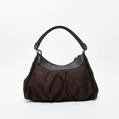 GUCCI GG Canvas Nylon Abbey Shoulder Bag Brown WS21269