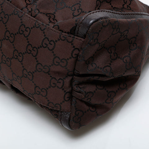 GUCCI GG Canvas Nylon Abbey Shoulder Bag Brown WS21269