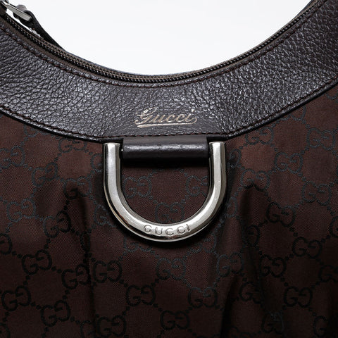 GUCCI GG Canvas Nylon Abbey Shoulder Bag Brown WS21269