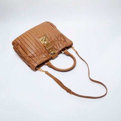Miu Miu 2-way leather padlock Shoulder Bag Brown WS21270