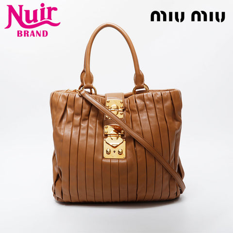 Miu Miu 2-way leather padlock Shoulder Bag Brown WS21270