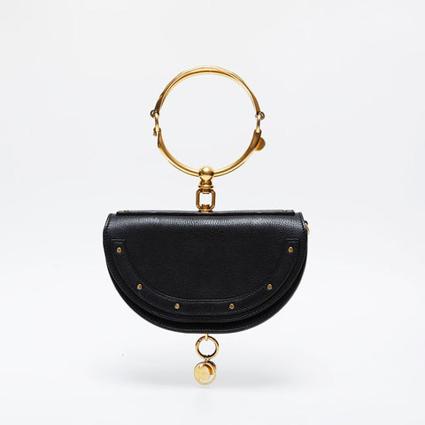 Chloe Leather Nile Minaudière 2way Shoulder Bag black WS21271