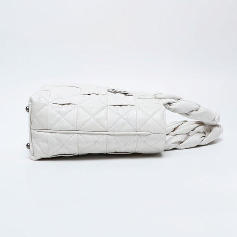 CHANEL 10 series 2005-2006 Leather COCO Mark Handbag white WS21274