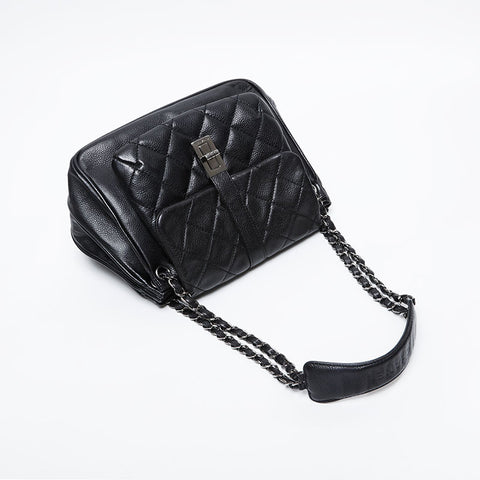 CHANEL 10 series 2005-2006 2.55 Caviar Chain Shoulder Bag black WS21275