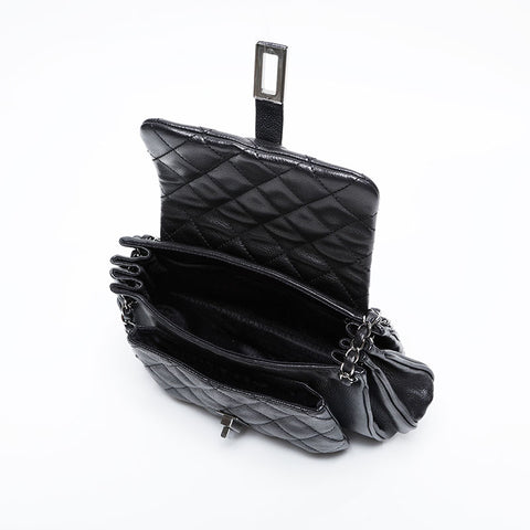 CHANEL 10 series 2005-2006 2.55 Caviar Chain Shoulder Bag black WS21275