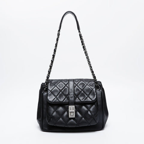 CHANEL 10 series 2005-2006 2.55 Caviar Chain Shoulder Bag black WS21275