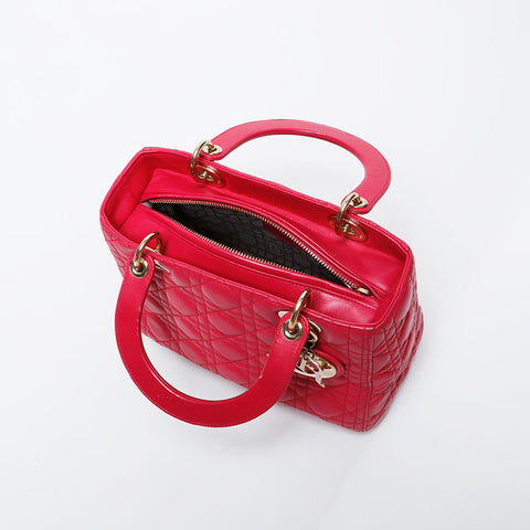 Christian Dior Lady Leather 2way Medium Shoulder Bag pink WS21277