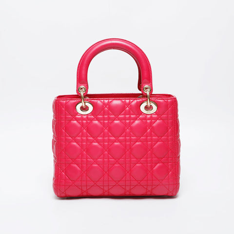 Christian Dior Lady Leather 2way Medium Shoulder Bag pink WS21277