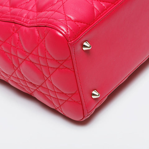 Christian Dior Lady Leather 2way Medium Shoulder Bag pink WS21277