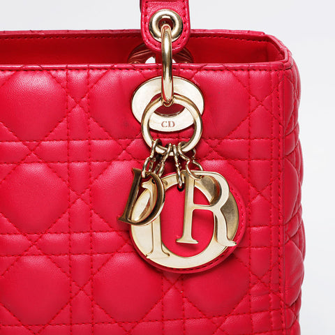 Christian Dior Lady Leather 2way Medium Shoulder Bag pink WS21277