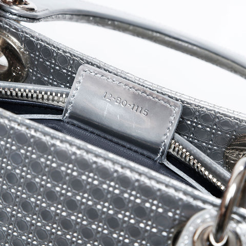 Christian Dior Metallic Lady Medium 2way Shoulder Bag Silver WS21278