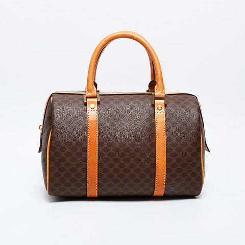 CELINE Macadam PVC handbag Boston bag Brown WS21279