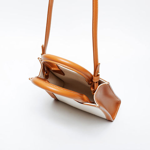 CELINE Mini Vertical Kaba Logo Tote Canvas Shoulder Bag Brown WS21281