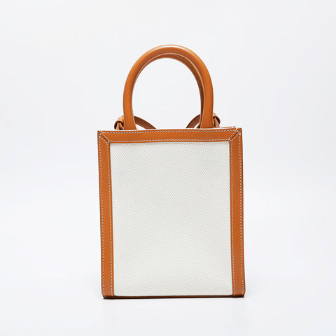 CELINE Mini Vertical Kaba Logo Tote Canvas Shoulder Bag Brown WS21281
