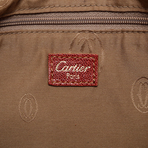 CARTIER Marcello Leather Tote Handbag Red WS21282