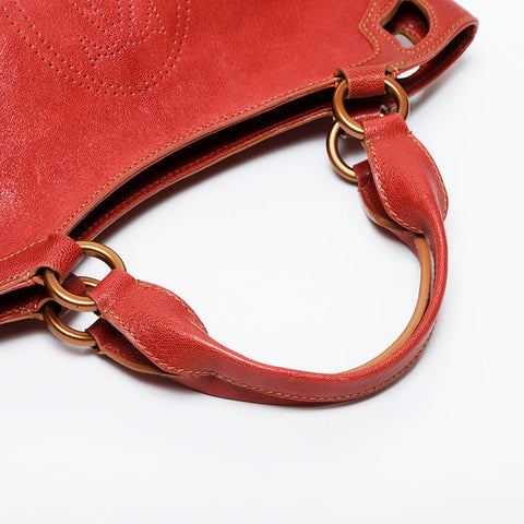 CARTIER Marcello Leather Tote Handbag Red WS21282