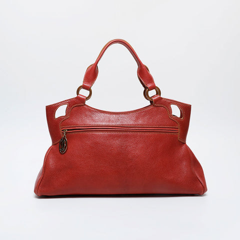 CARTIER Marcello Leather Tote Handbag Red WS21282