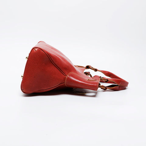 CARTIER Marcello Leather Tote Handbag Red WS21282