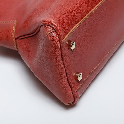 CARTIER Marcello Leather Tote Handbag Red WS21282