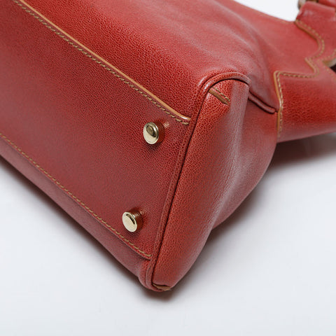 CARTIER Marcello Leather Tote Handbag Red WS21282