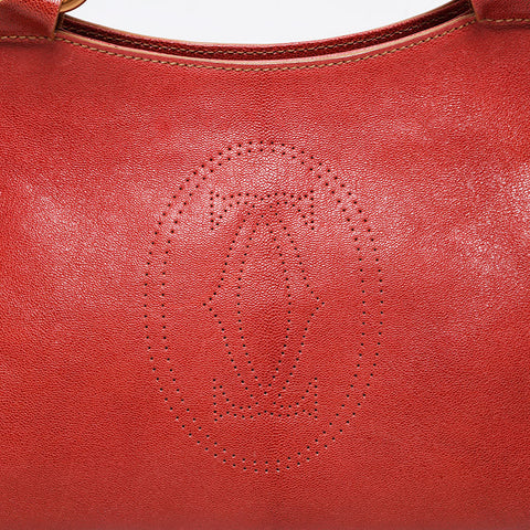 CARTIER Marcello Leather Tote Handbag Red WS21282